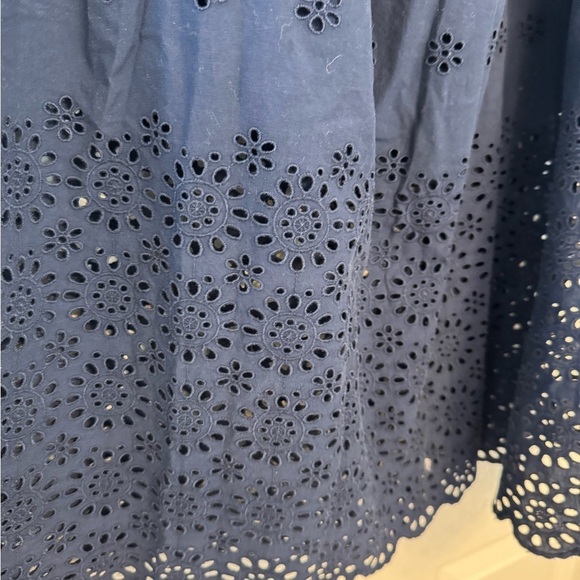 LOFT Dark Blue Eyelet Midi Skirt - Picture 3 of 4